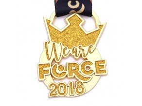 Design your own logo gold glitter enamel dance award medals and trophies
