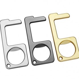 Non-touch Portable Metal Keyring Hygiene Key Shape Handle Door Opener Keychain