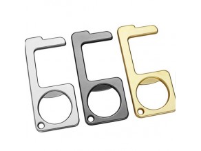 Non-touch Portable Metal Keyring Hygiene Key Shape Handle Door Opener Keychain
