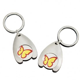 Custom soft enamel trolley butterfly metal coin keychain for cart Custom soft enamel trolley butterfly metal coin keychain for cart