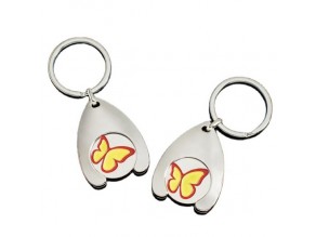 Custom soft enamel trolley butterfly metal coin keychain for cart Custom soft enamel trolley butterfly metal coin keychain for cart
