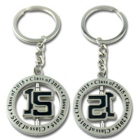 Double sides metal logo school class rotate enamel keychain for gift
