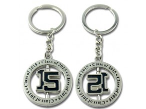 Double sides metal logo school class rotate enamel keychain for gift