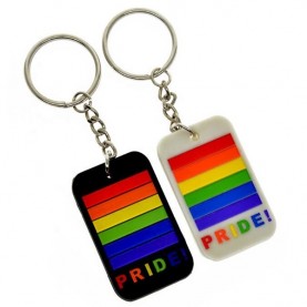 Hot selling silicone rainbow color keyring couple key holder gay pride keychain