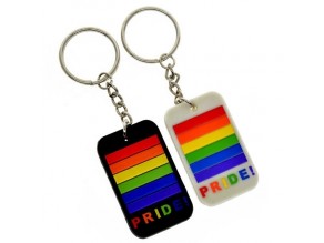 Hot selling silicone rainbow color keyring couple key holder gay pride keychain