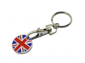 Oem metal enamel mini holder uk keyring trolley token coin keychain