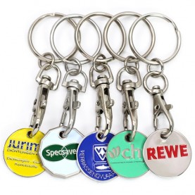 Promotional Metal Euro Coin Token Supermarket Trolley Coin Keychain