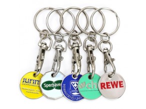 Promotional Metal Euro Coin Token Supermarket Trolley Coin Keychain