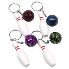 Wholesale gifts plastic sports keyring 3d shine multicolor bowling keychain