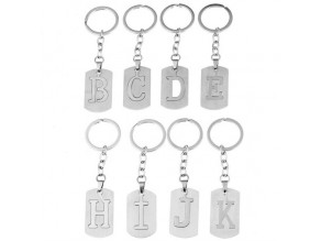 Wholesale stainless steel hollow 26 logo letter keychain initial