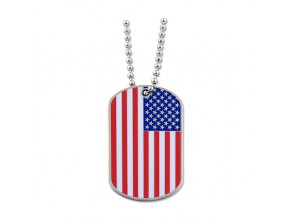 China Factory Custom Shape American Flag Printed Military Dog Tags