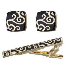 Promotional mens gifts custom metal cufflink and tie pin set with box  Promotional mens gifts custom metal cufflink and tie pin set with box