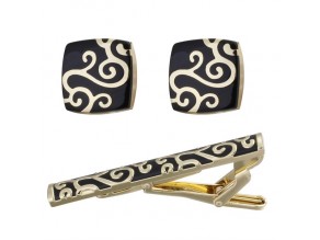 Promotional mens gifts custom metal cufflink and tie pin set with box Promotional mens gifts custom metal cufflink and tie pin set with box