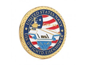 USS Army DWIHGTD. Eisenhower CVN-69 Military fan gold plated coin