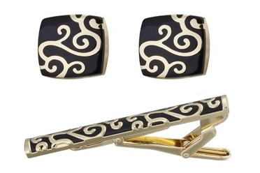 Personalized Cufflinks and Tie Clip Set