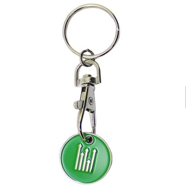 Zinc alloy euro supermarket coin lock token trolley coin keyring