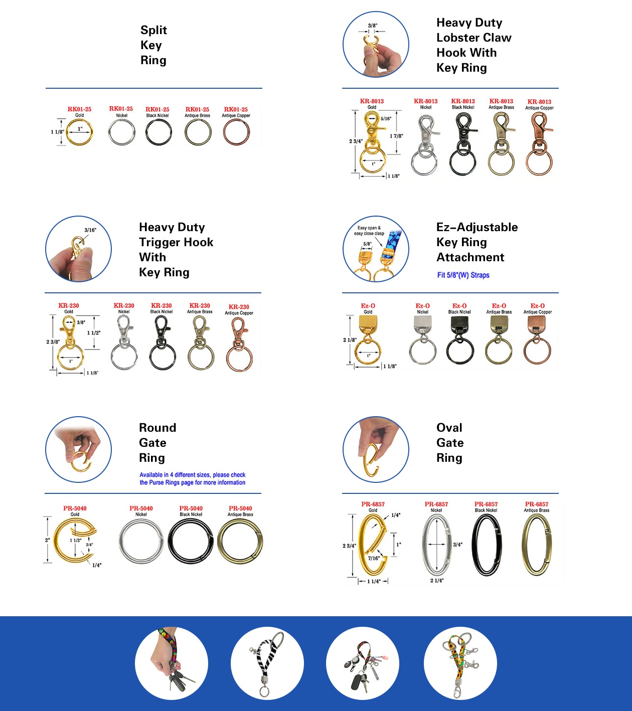 different types of key rings key